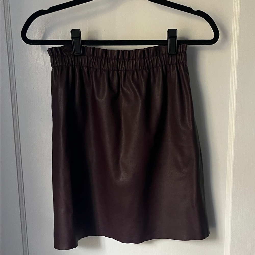 LOFT Burgundy Faux Leather Mini Skirt